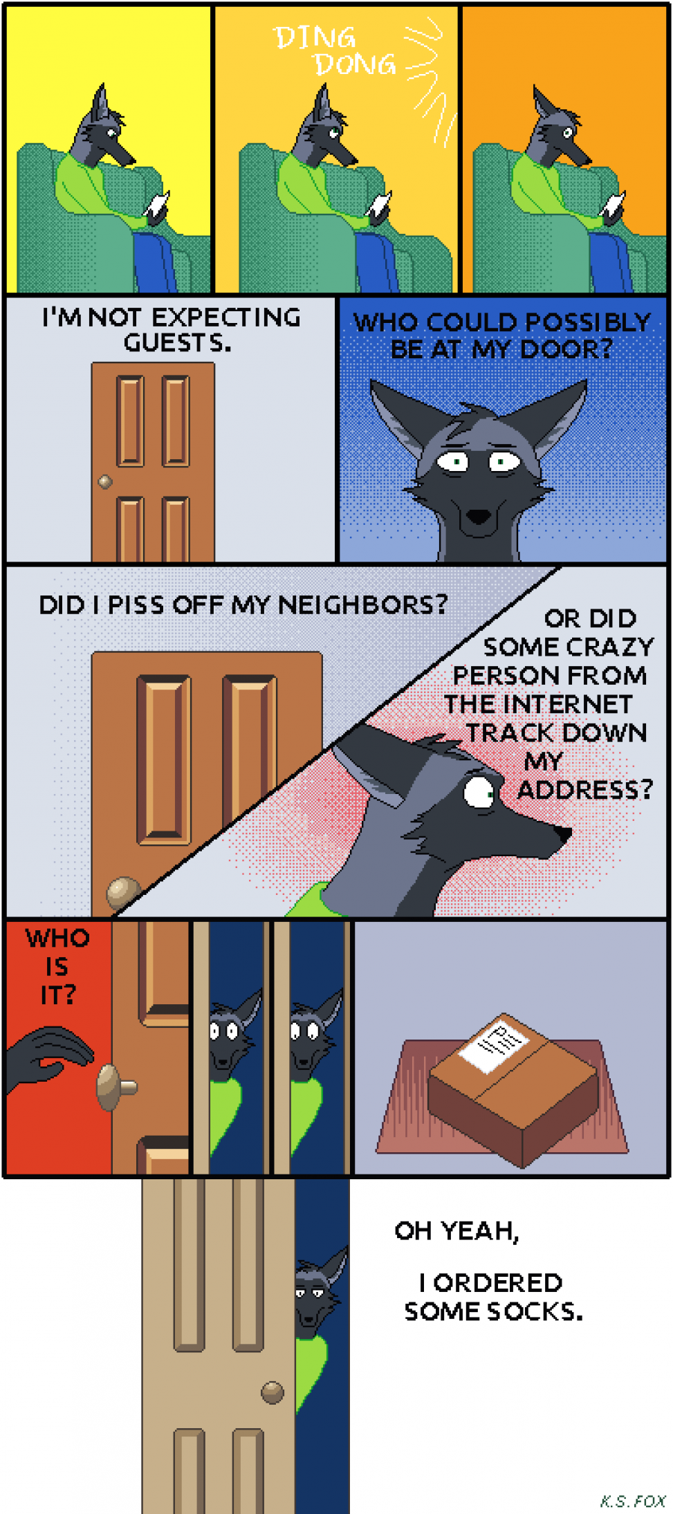 Comic about an unexpected doorbell ring