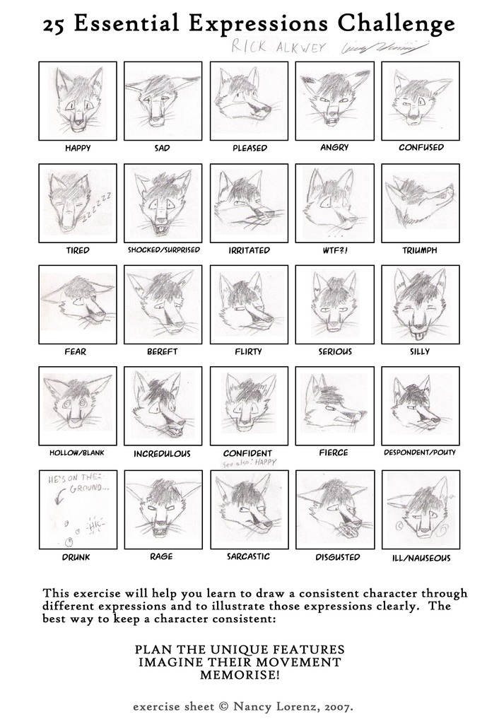 25 Essential Expressions Challenge Sheet from 2012